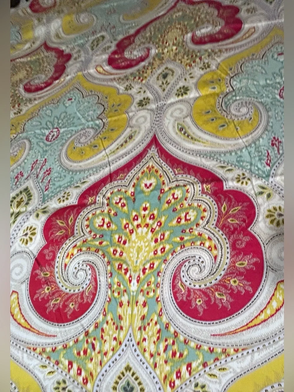 ECHO Jaipur Shower Curtain Boho Paisley Red Yellow Green Cotton Fabric